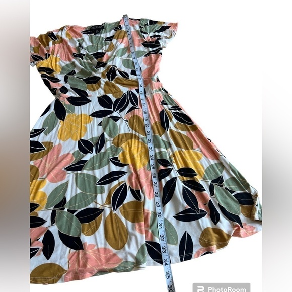 Rachel Zoe short sleeve multicolored floral a-line stretchy dress size small - Picture 4 of 7